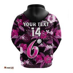 custom text and number sydney sixers cricket hoodie aboriginal art mix tropical flowers