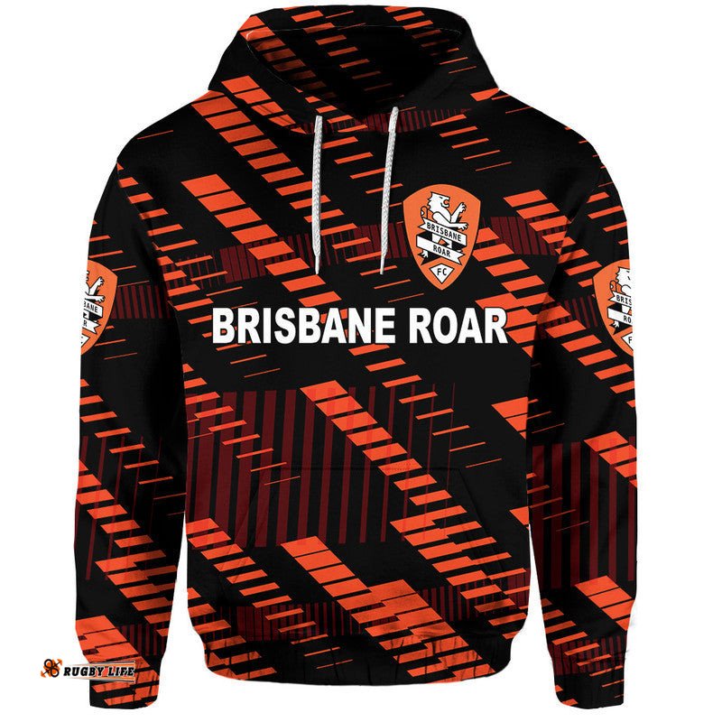 custom personalised brisbane roar zip up and pullover hoodie soccer club original style black