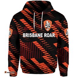 custom personalised brisbane roar zip up and pullover hoodie soccer club original style black