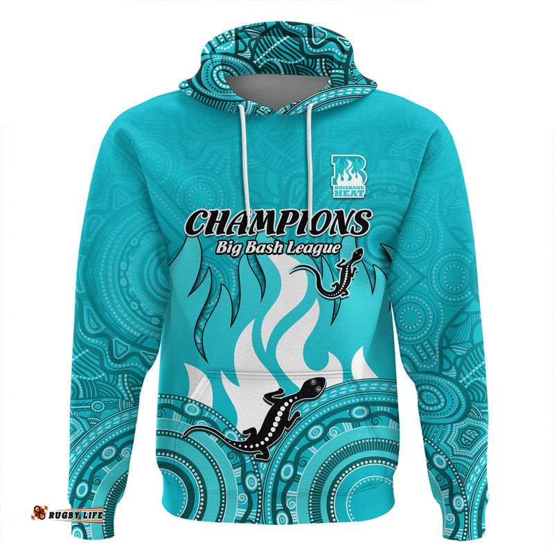custom personalised brisbane heat cricket champions zip up and pullover hoodie lizard indigenous aboriginal