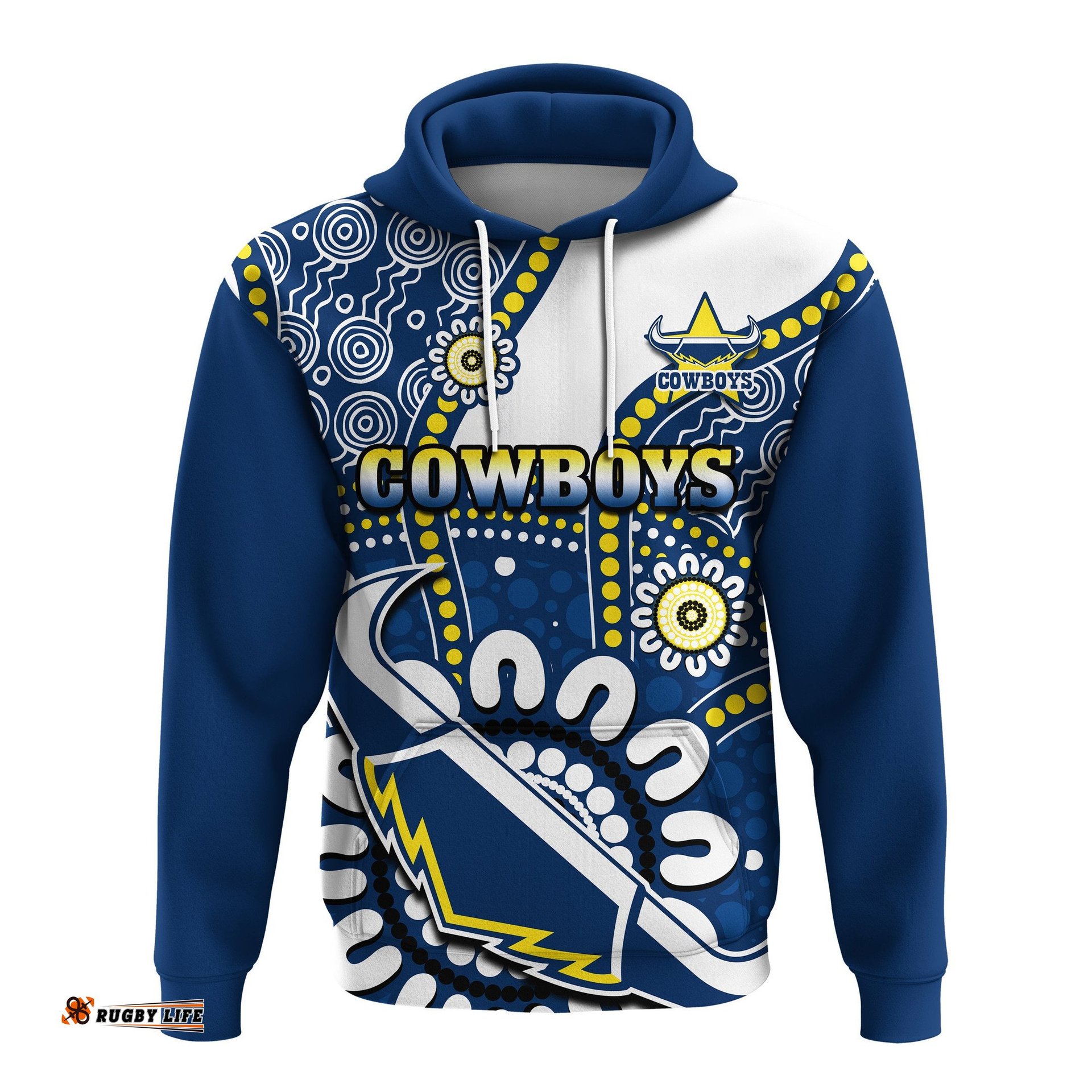 cowboys rugby hoodie indigenous art