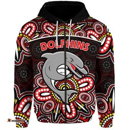 custom personalised dolphins rugby zip up and pullover hoodie aboriginal dot painting