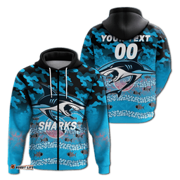 custom personalised sharks rugby anzac day camouflage indigenous art hoodie