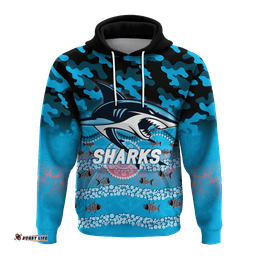 custom personalised sharks rugby anzac day camouflage indigenous art hoodie