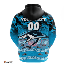 custom personalised sharks rugby anzac day camouflage indigenous art hoodie