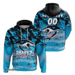custom personalised sharks rugby anzac day camouflage indigenous art hoodie