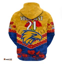 custom personalised west coast eagles football anzac zip up and pullover hoodie lest we forget