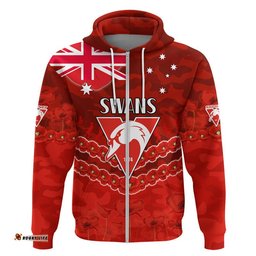 custom personalised swans football anzac zip up and pullover hoodie lest we forget