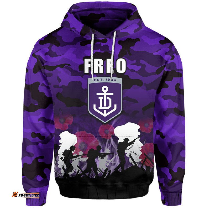custom personalised afl anzac day hoodie freo army style