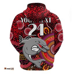 custom personalised dolphins rugby zip up and pullover hoodie aboriginal dots
