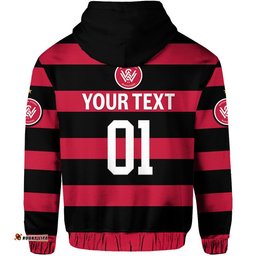 custom personalised western sydney wanderers zip up and pullover hoodie soccer club original style black