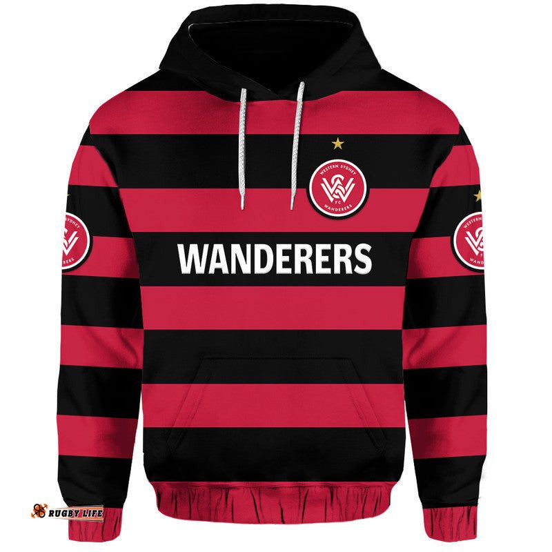 custom personalised western sydney wanderers zip up and pullover hoodie soccer club original style black
