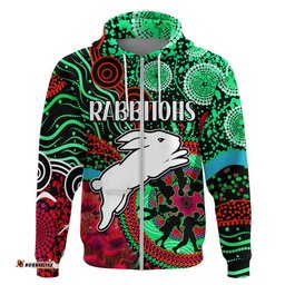 rabbitohs rugby anzac zip up and pullover hoodie aboriginal military and poppy flowers