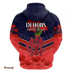 demons football anzac zip up and pullover hoodie lest we forget