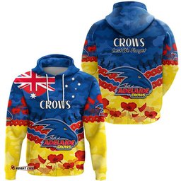 adelaide crows football anzac zip up and pullover hoodie lest we forget