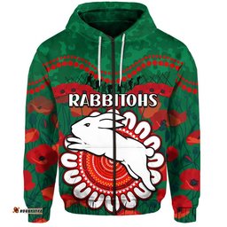 custom personalised rabbitohs rugby anzac zip up and pullover hoodie camouflage poppy