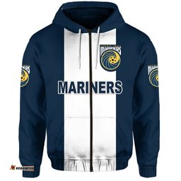 custom personalised central coast mariners zip up and pullover hoodie soccer club original style navy white