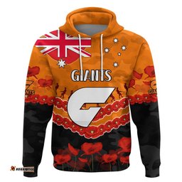 gws giants football anzac zip up and pullover hoodie lest we forget