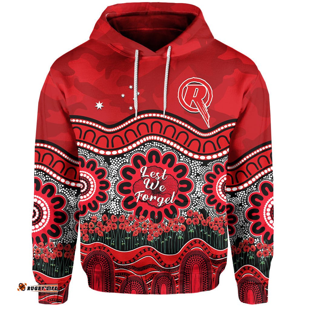custom text and number renegades cricket anzac hoodie melbourne poppy aboriginal camouflage