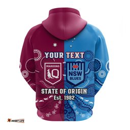 custom personalised qld maroons and nsw blues rugby hoodie state of origin indigenous