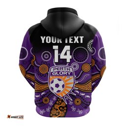 custom text and number perth glory football hoodie aboriginal art