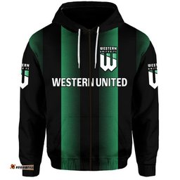 custom personalised western united zip up and pullover hoodie soccer club original style black