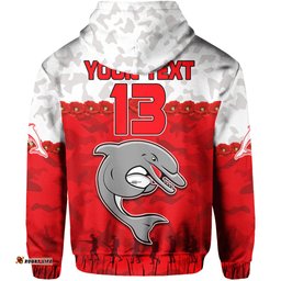 custom text and number dolphins rugby hoodie anzac day poppy aboriginal