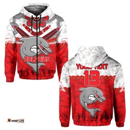 custom text and number dolphins rugby hoodie anzac day poppy aboriginal