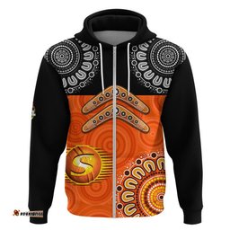 custom personalised perth scorchers cricket zip up and pullover hoodie aboriginal double boomerang