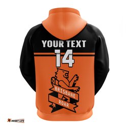custom text and number brisbane roar football hoodie go lions simple style