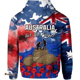 australia anzac day zip up and pullover hoodie grunge australia flag and red poppy