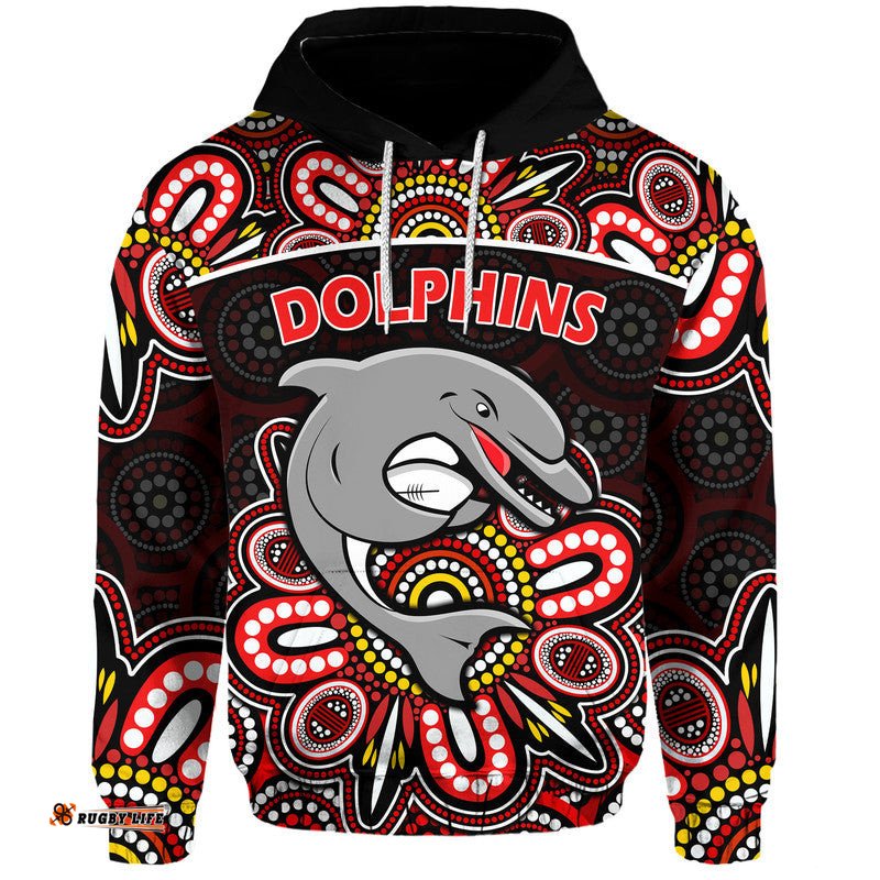 dolphins rugby zip up and pullover hoodie aboriginal dot painting