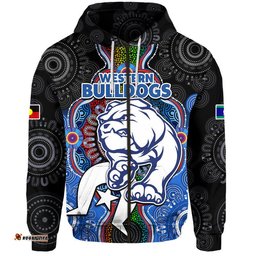 custom personalised western bulldogs football naidoc week zip up and pullover hoodie indigenous