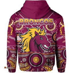 broncos rugby hoodie indigenous pattern artsy ver02