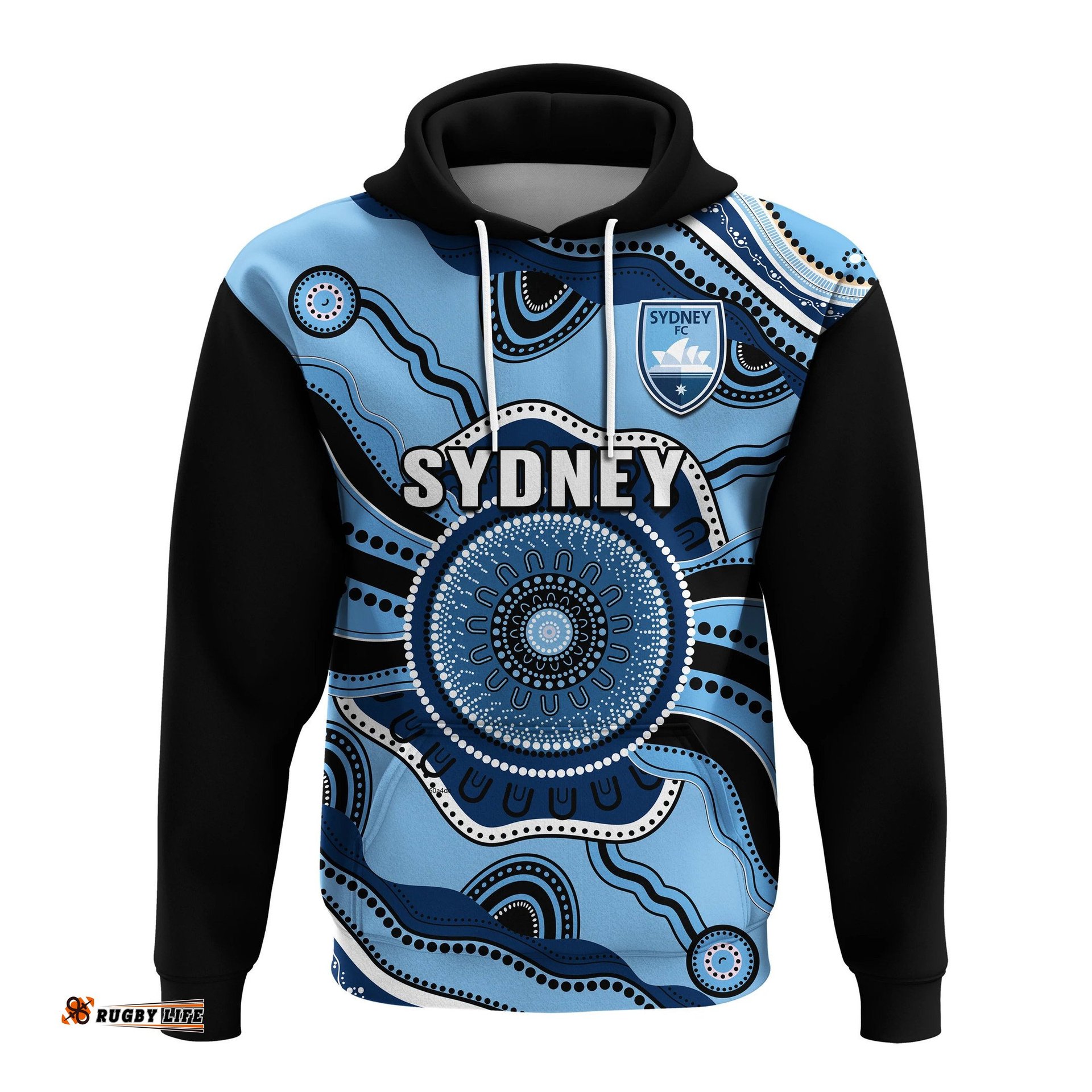 sydney football hoodie aboriginal go sky blues art