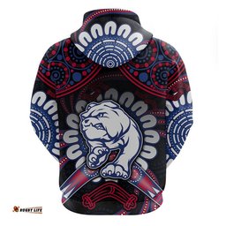 western bulldogs football zip up and pullover hoodie boomerang indigenous dots