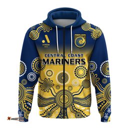 custom text and number central coast football hoodie a league men mariners 2004 indigenous gradient style