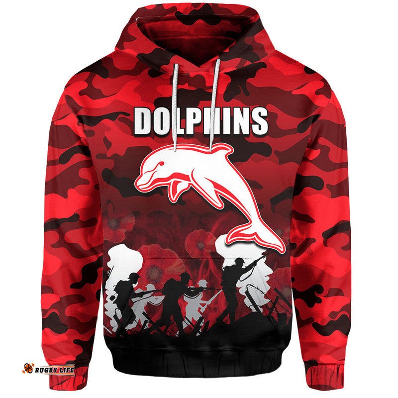 custom personalised nrl anzac day hoodie dolphins army style