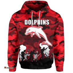 custom personalised nrl anzac day hoodie dolphins army style