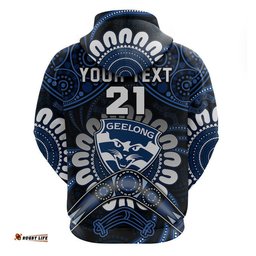 custom personalised cats football zip up and pullover hoodie boomerang indigenous dots