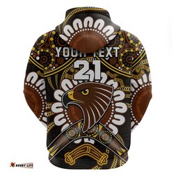 custom personalised hawks football zip up and pullover hoodie boomerang indigenous dots