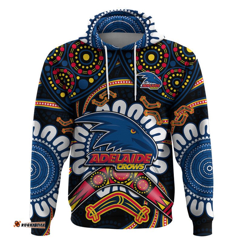 custom personalised adelaide crows football zip up and pullover hoodie boomerang indigenous dots