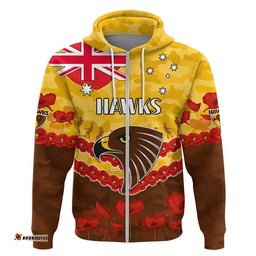 hawks football anzac zip up and pullover hoodie lest we forget