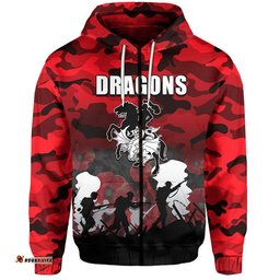 custom personalised nrl anzac day hoodie dragons army style