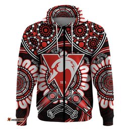 custom personalised swans football zip up and pullover hoodie boomerang indigenous dots