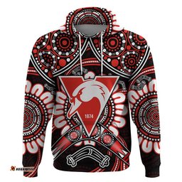 custom personalised swans football zip up and pullover hoodie boomerang indigenous dots