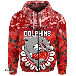 dolphins rugby anzac zip up and pullover hoodie camouflage poppy