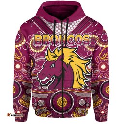 custom text and number broncos rugby hoodie indigenous pattern artsy ver02