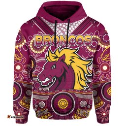 custom text and number broncos rugby hoodie indigenous pattern artsy ver02