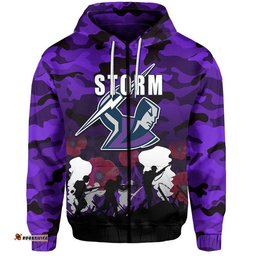 custom personalised nrl anzac day hoodie storm army style